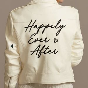 David's Bridal "Happily Ever After" Vegan Leather Moto Jacket